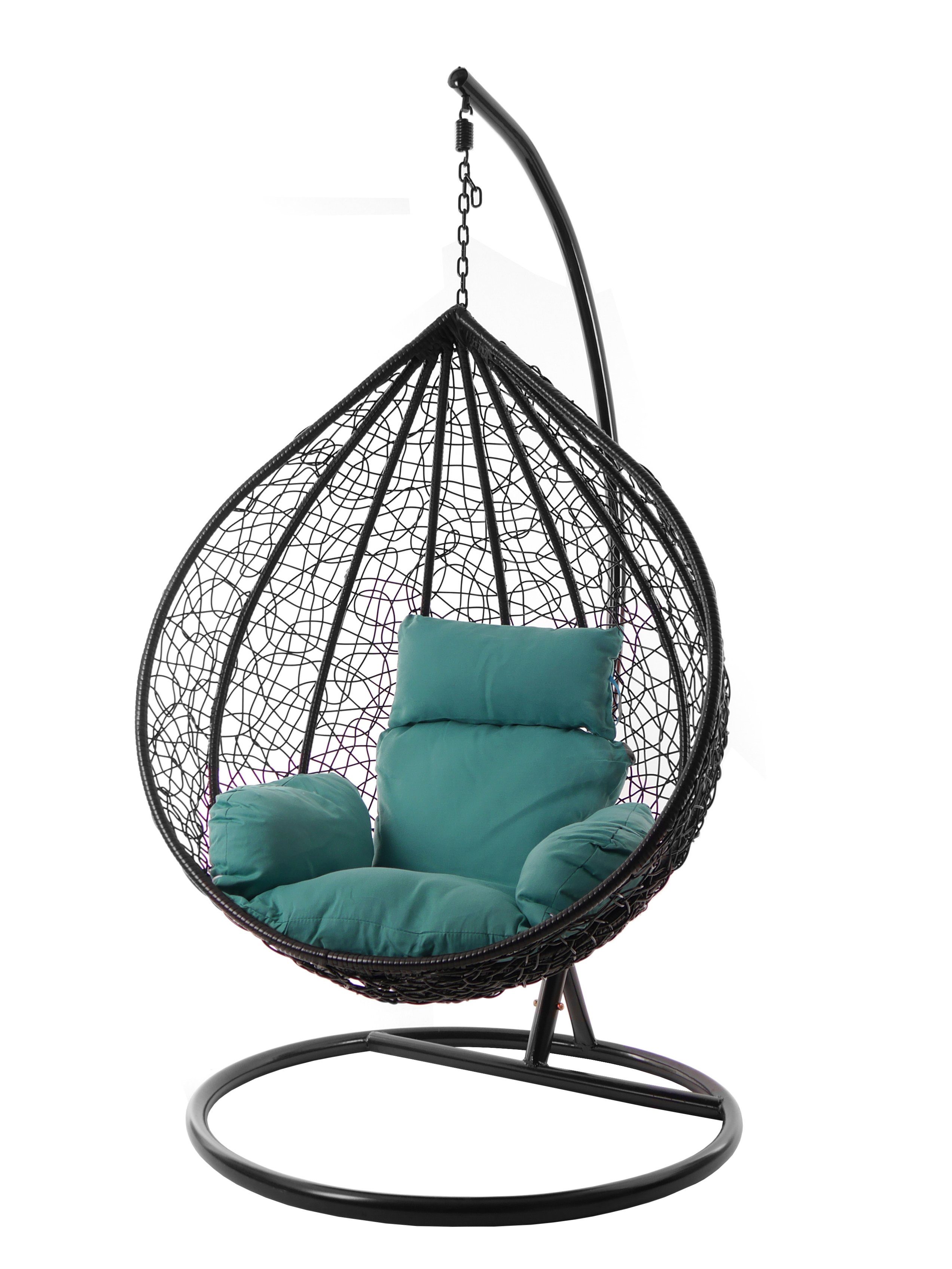 Hängesessel Nest-Kissen, Swing Hängesessel MANACOR ocean) Chair, verschiedene meeresblau Farben KIDEO schwarz, Gestell XXL edel, (5060 inklusive, Kissen und
