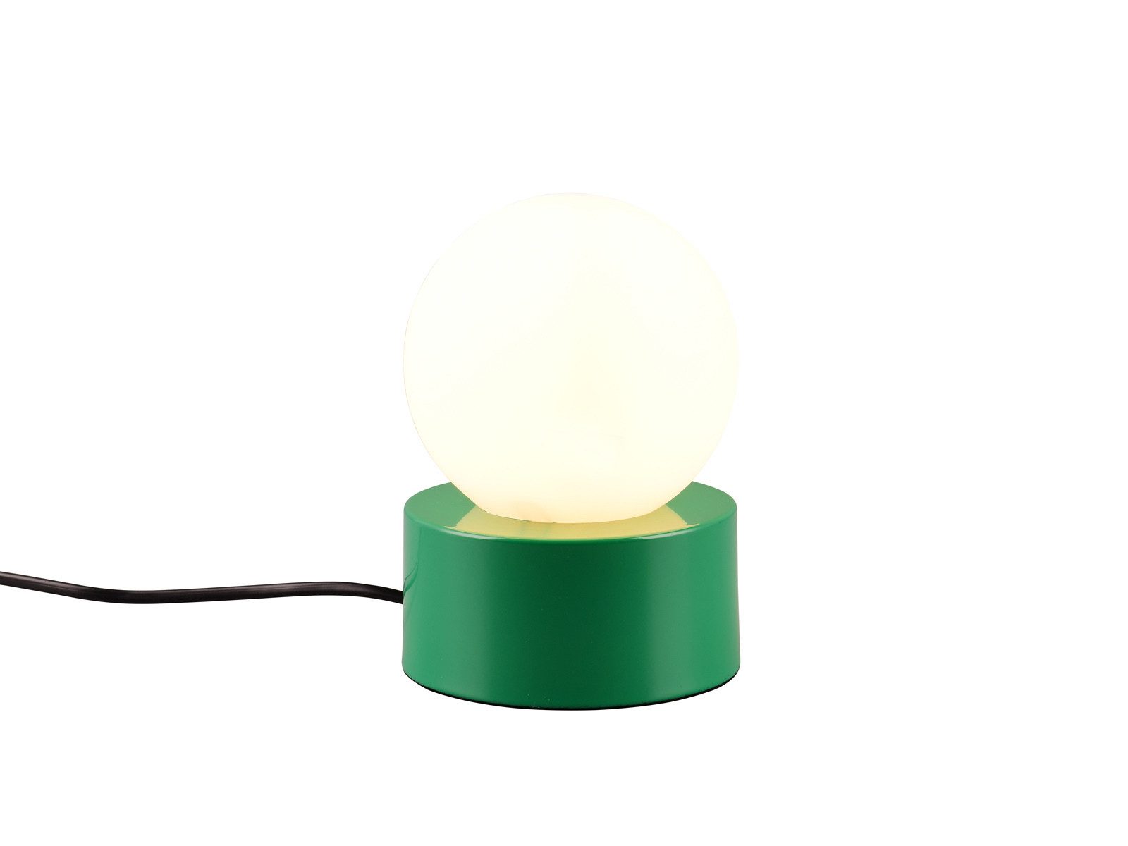 Reality Leuchten LED Nachttischlampe, Mitgeliefertes Leuchtmittel per Berührungsschalter in 3 Stufen dimmbar, LED wechselbar, warmweiß, klein-e Fenster-lampe Grün mit Glaskugel dimmbar für Fensterbank Ø12cm