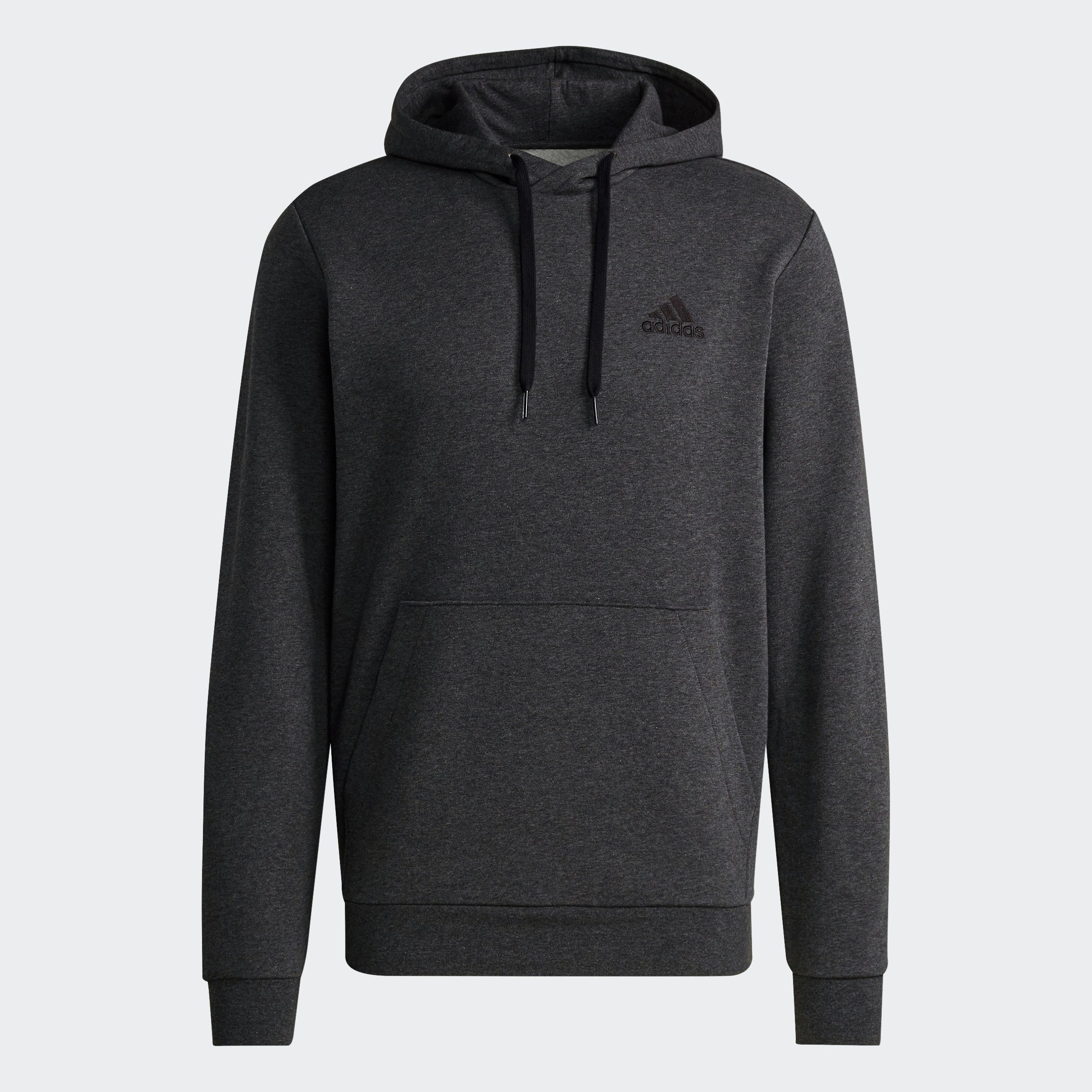 adidas FLEECE Kapuzensweatshirt Grey / HOODIE ESSENTIALS Sportswear Heather Black Dark