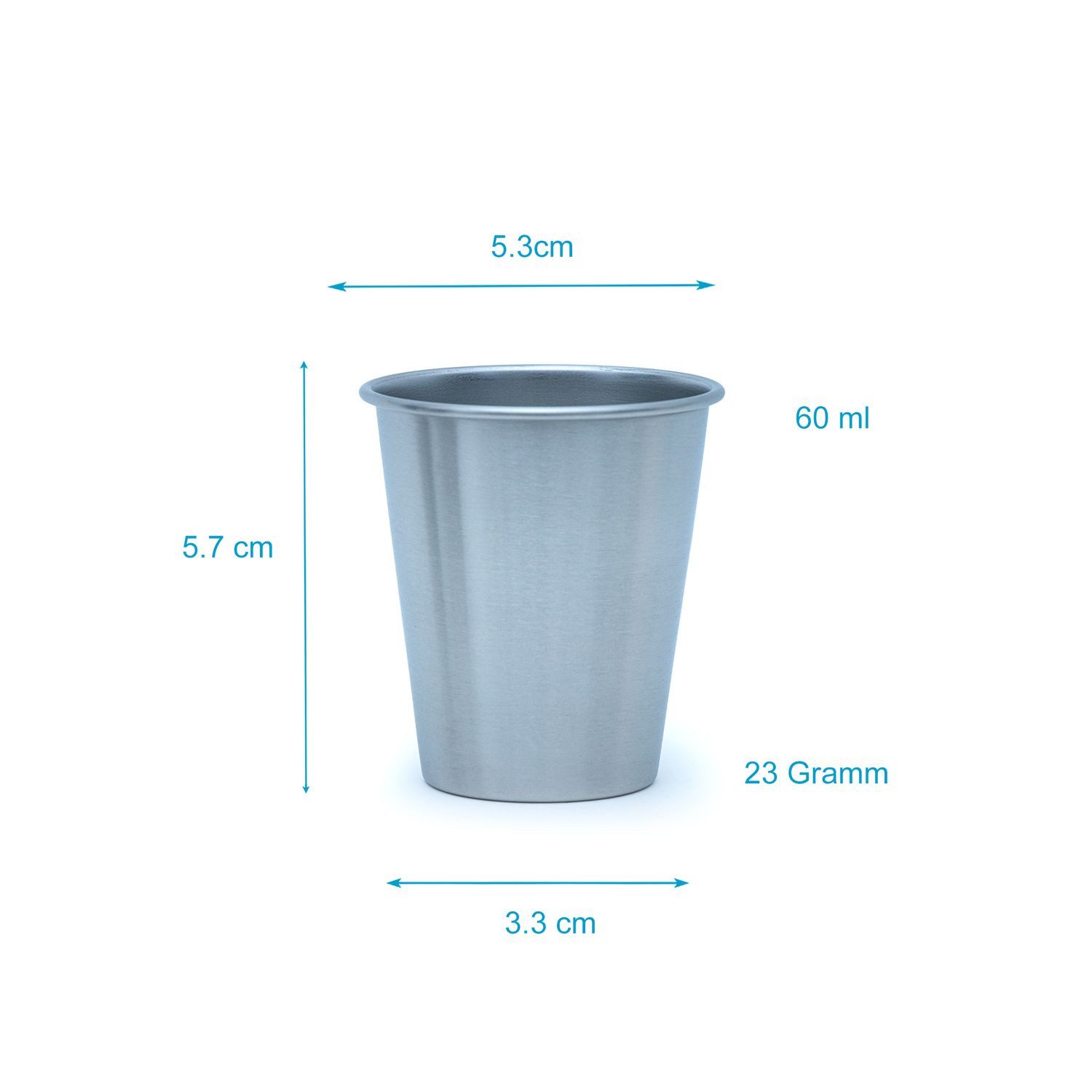 Intirilife Becher, 5-tlg., Edelstahl, Camping Outdoor Metall Becher Tasse