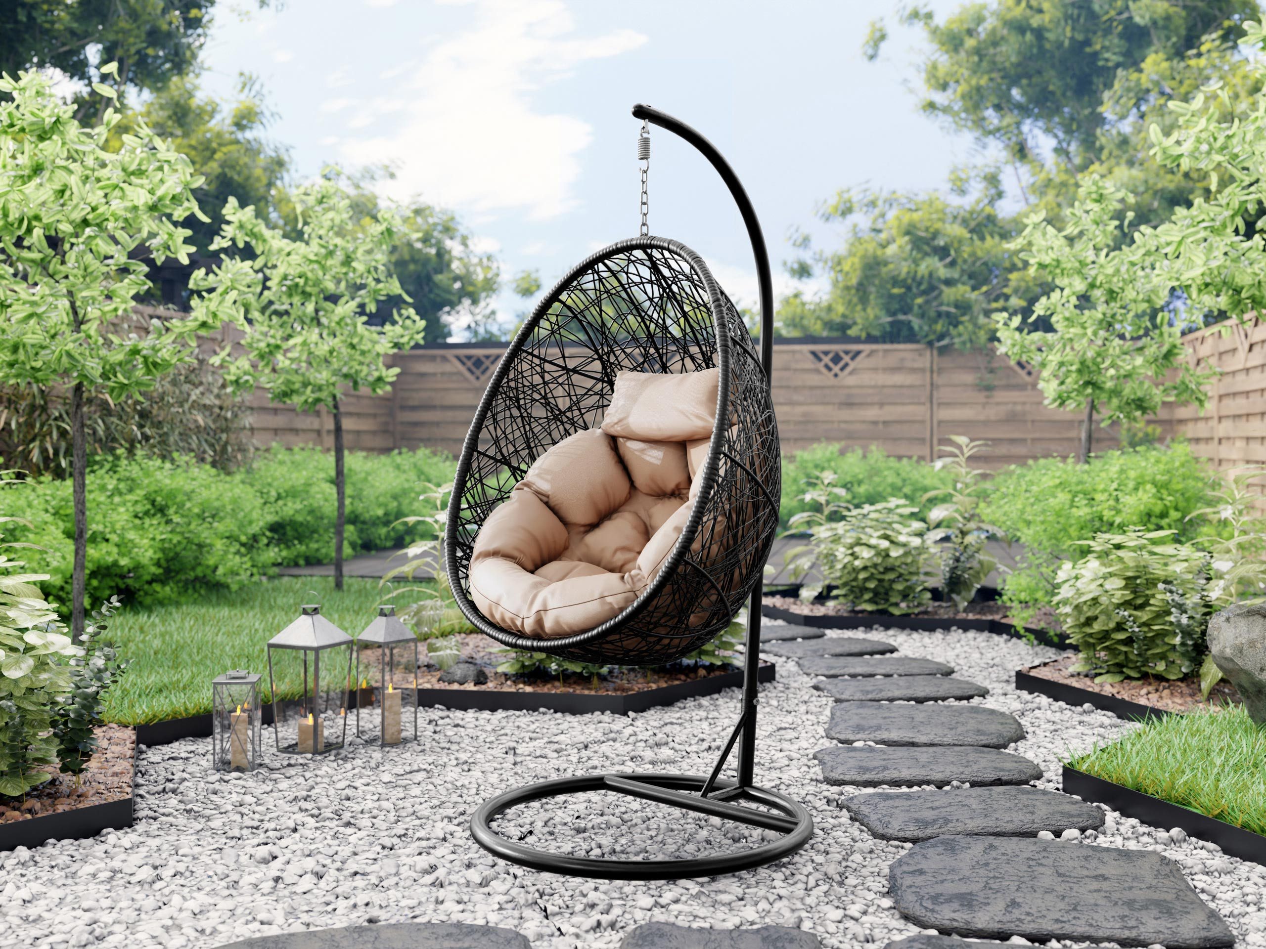 MIRJAN24 Hängesessel Fogo, Hängekorb mit Gestell und Kissen, Stahlskelett