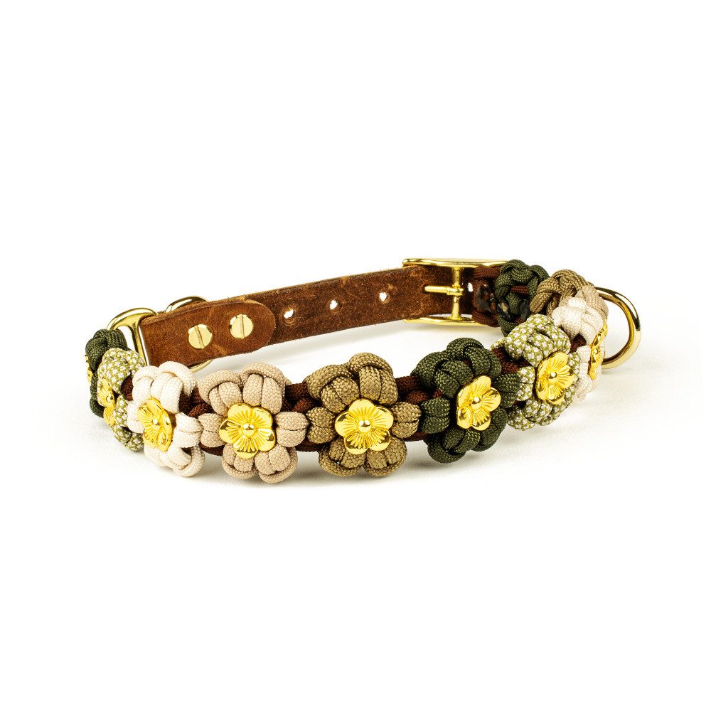Tierluxe Hunde-Halsband Blumen, Paracord, Handgemacht