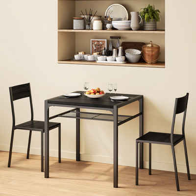 Bealife Essgruppe Esstisch-Set(3-tlg),Esszimmergruppe mit Regalen,Küchentisch,4 Stühlen