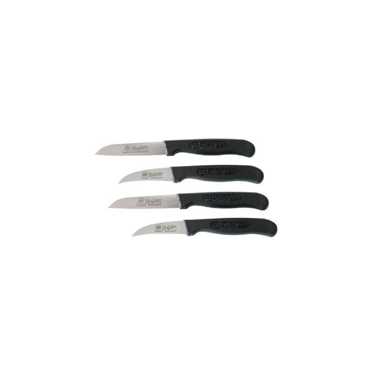 RÖR Gemüsemesser 4-tlg. Schälmesser-Set mit geraden und gebogenen Klingen, Ideal für Gemüse und Obst, vielseitig einsetzbar in der Küche