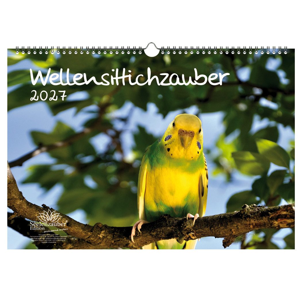 Seelenzauber Wandkalender Wellensittichzauber DIN A3 Kalender 2027 Wellensittiche Seelenzauber