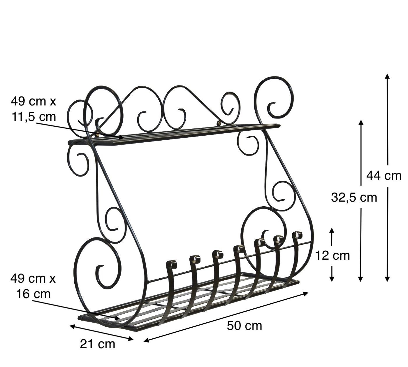 Thumbnail - DanDiBo Blumenkastenhalter Wandblumenhalter Metall Schwarz 50 cm Wandregal Sebino Blumenständer, Blumenregal Wandtopfhal...