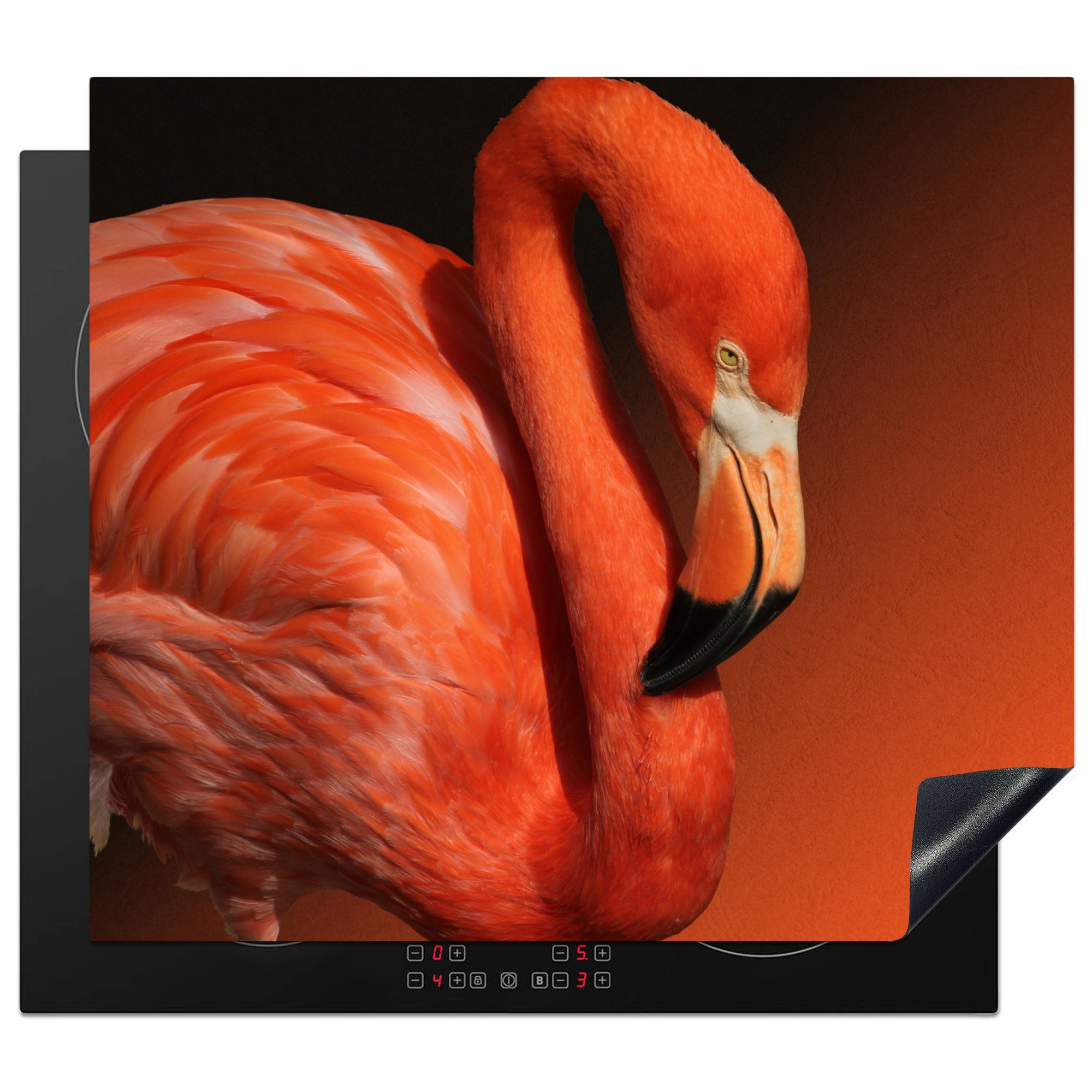 MuchoWow Herdblende-/Abdeckplatte cm, roten 59x52 Flamingos, eines Ein Ceranfeldabdeckung Vinyl, küche, (1 Induktionsmatte tlg), Porträtfoto die für