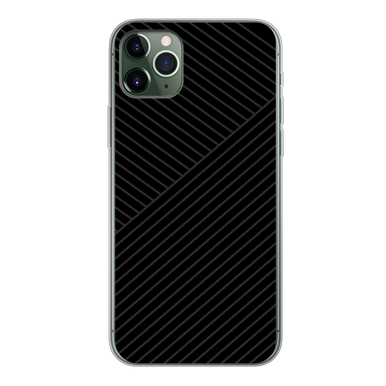 MuchoWow Handyhülle für Apple iPhone 11 Pro Max Linien - Abstrakt - Schwarz - Grau - Minim, Smartphone-Bumper, Print, Handy Schutzhülle Dünn