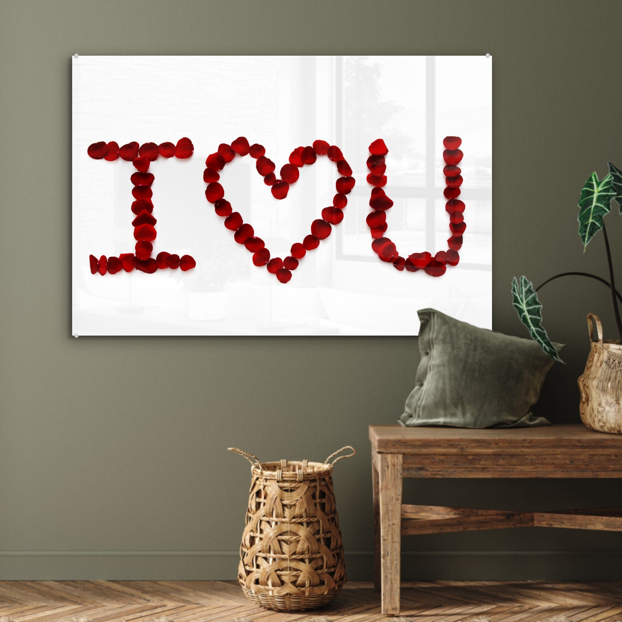 MuchoWow liebe & Marshmallows, (1 buchstabiert Acrylglasbilder mit Ich St), Acrylglasbild Wohnzimmer Schlafzimmer dich, roten