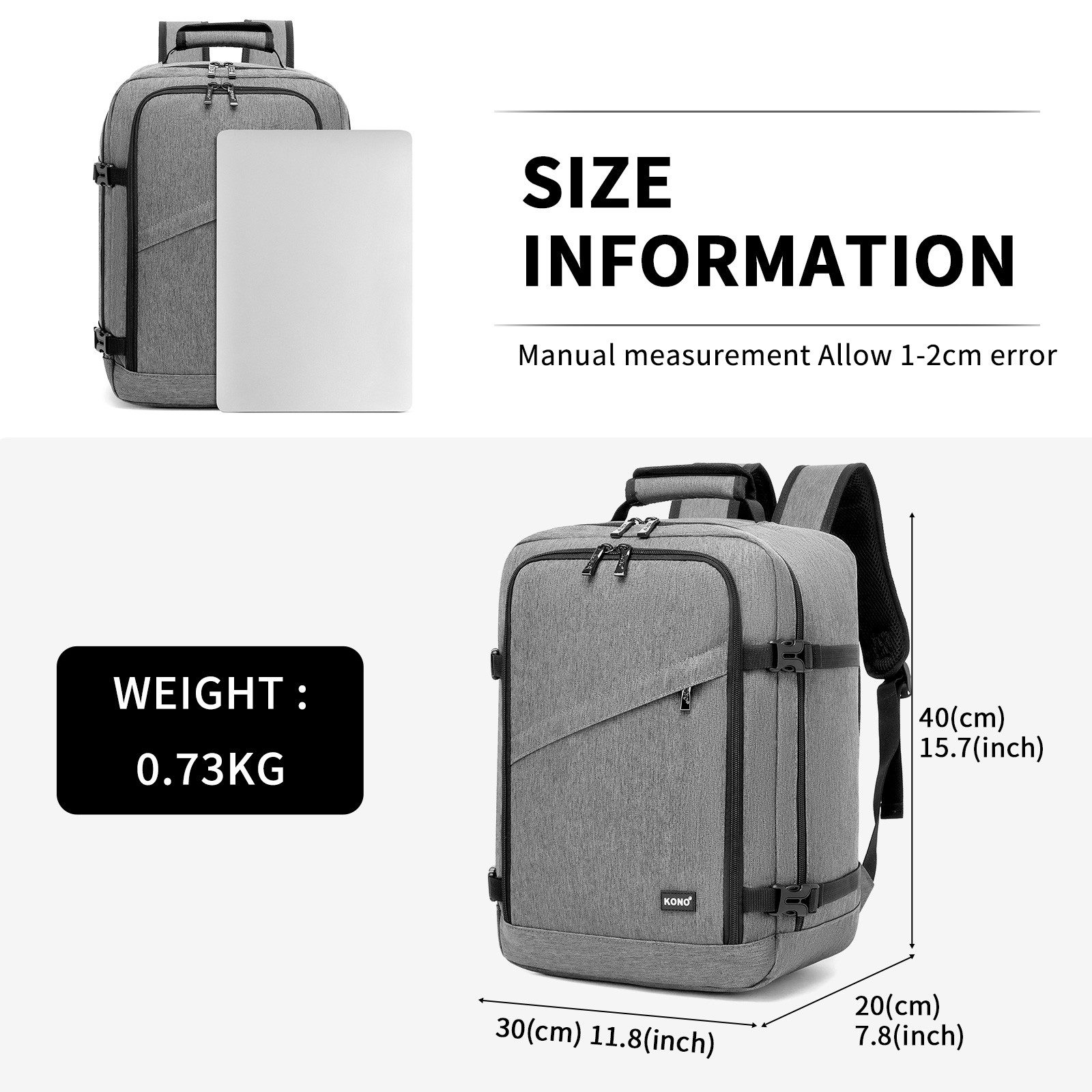 KONO Rucksack Ryanair-Kabinentasche – Handgepäckrucksack, Maße 40 x 30 x 20 günstig online kaufen