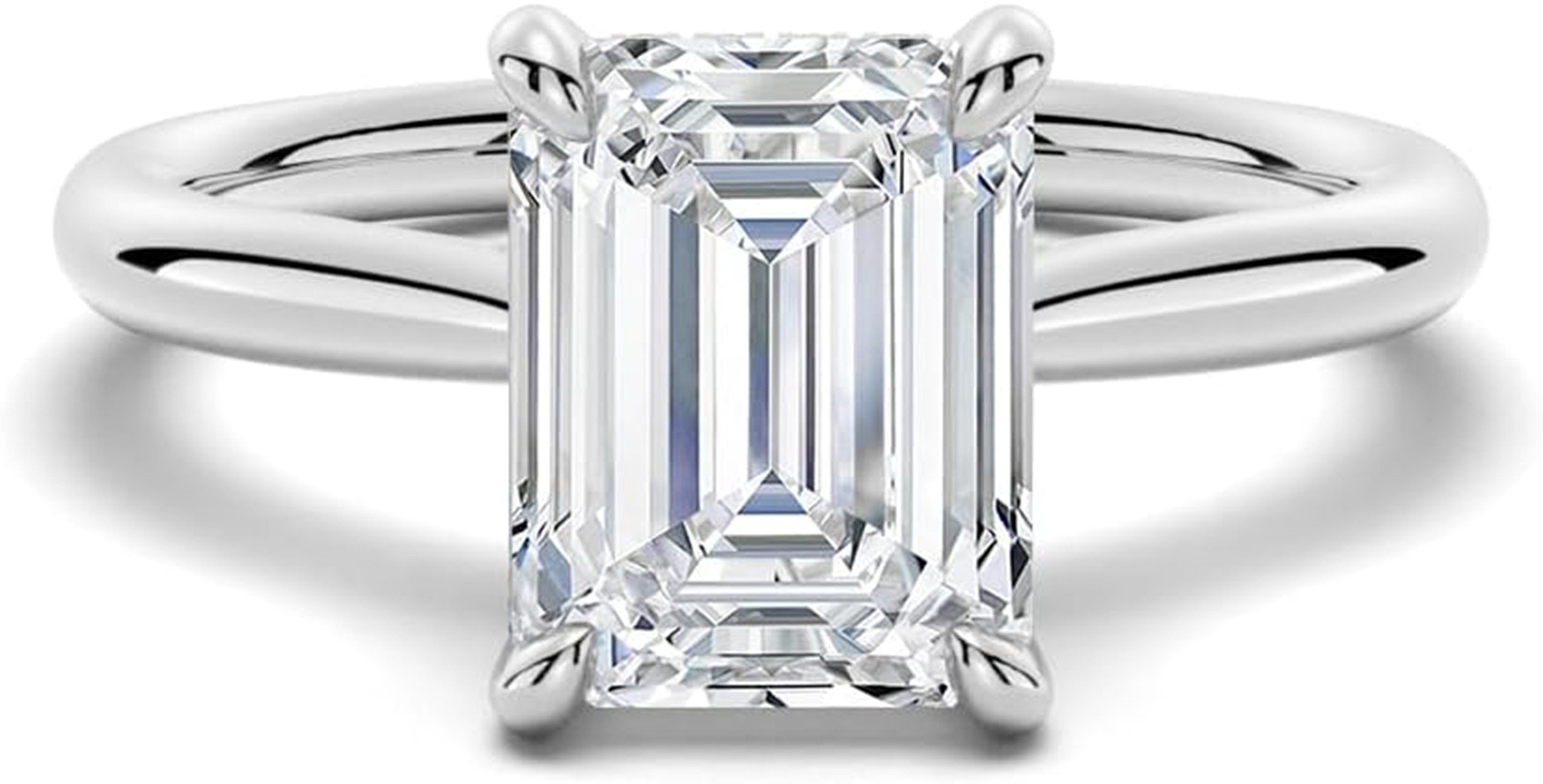 Jumpeak Verlobungsring 585er Gold, 2 Karat Diamant im Smaragdschliff, Damen-Ehering, D, vs1,2EX,IGI-Zertifikat,ring damen,geschenk