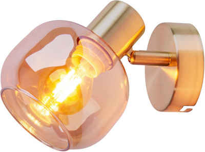 näve Wandstrahler Libby, ohne Leuchtmittel, 1flg. flexibel verstellbar Glasschirm in amber getönt excl. 1xE14