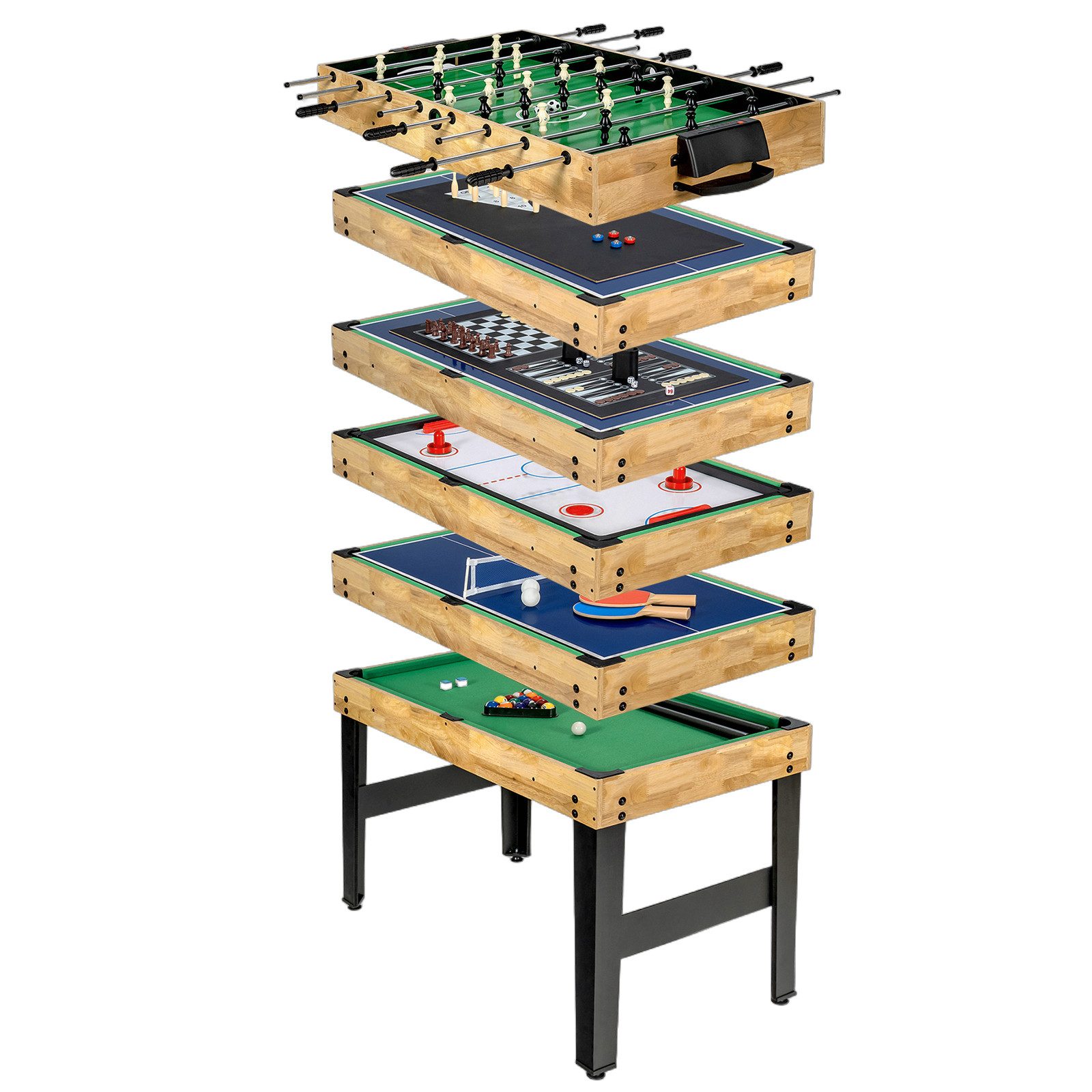 COSTWAY Spieltisch, 10-in-1 Kickertisch, Airhockeytisch, ab 8 Jahren
