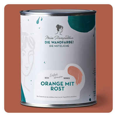 MissPompadour Wandfarbe Orange mit Rost - abwaschbare Wandfarbe mit hoher Deckkraft 1 L, scheuerbeständig und wasserbasiert