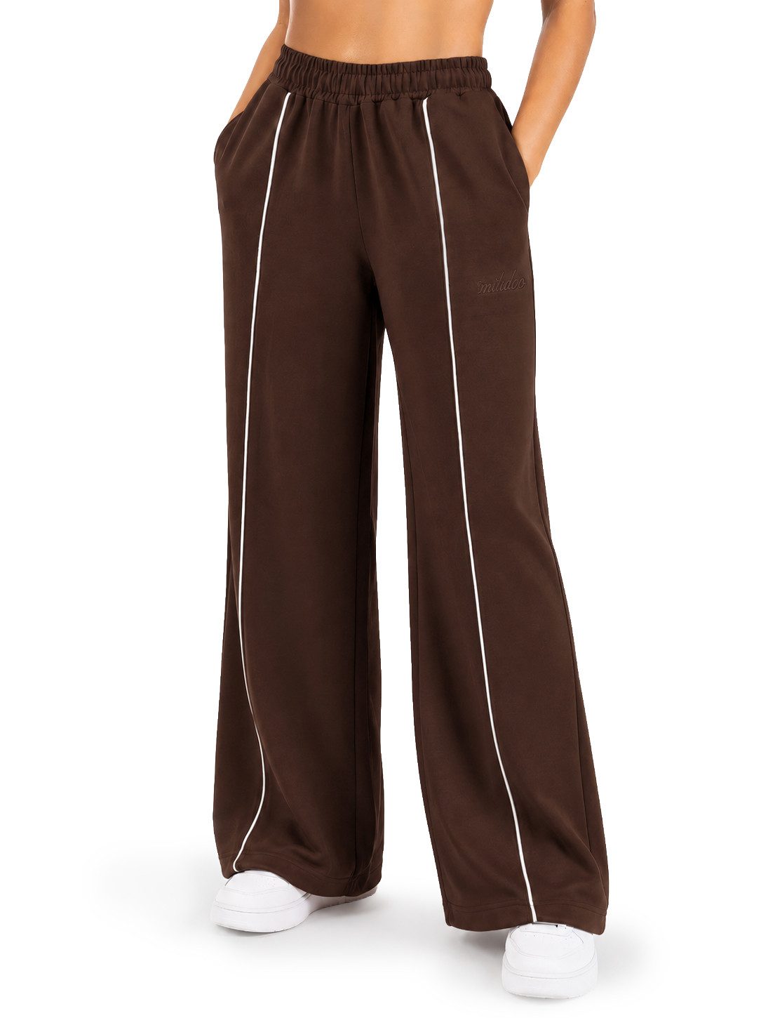 Smilodox Jogginghose Veyt Damen, Sweatpants aus Baumwolle, Sporthose Loose Fit Wide Leg, Verstellbarer Tunnelzug, Langer Schnitt, für Sport & Alltag