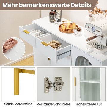 COSTWAY Küchenbuffet mit Arbeitsplatte, Schubladen & Schrank, Weiß, Holz