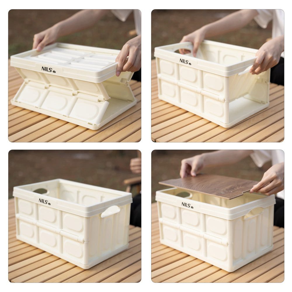 NILS CAMP Faltbox Klappbox Campingkiste Aufbewahrungsbox (Spar-Set, 1 St., 35 x 22 x 12 cm faltbar), faltbar, Tischfunktion, stapelbar, 9 L