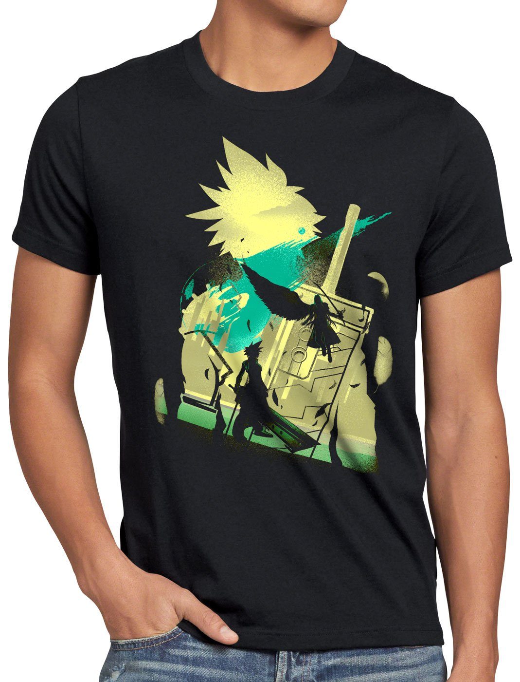 style3 Print-Shirt Herren T-Shirt VII Fantasy Battle avalanche sephiroth final japan ff7