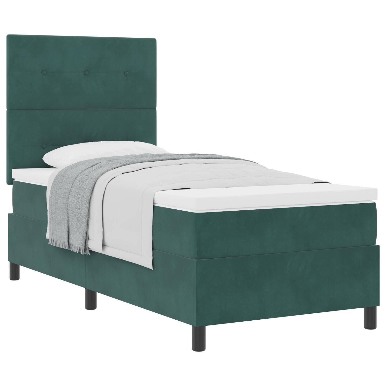vidaXL Bett Boxspringbett mit Matratze Dunkelgrün 100x200 cm Samt (1-tlg) günstig online kaufen