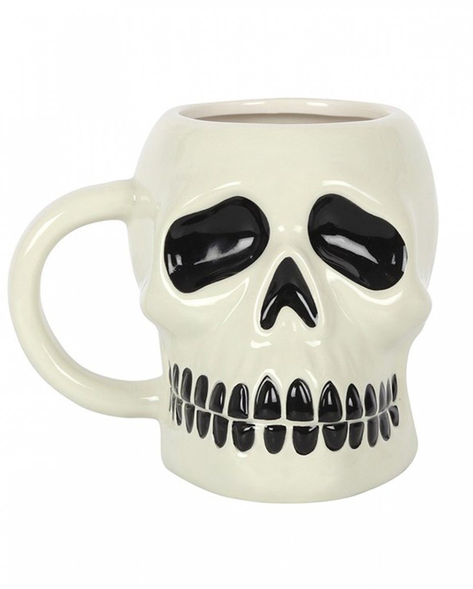 Horror-Shop Dekofigur Weißer Keramik aus als Gothic Becher Totenkopf Ges