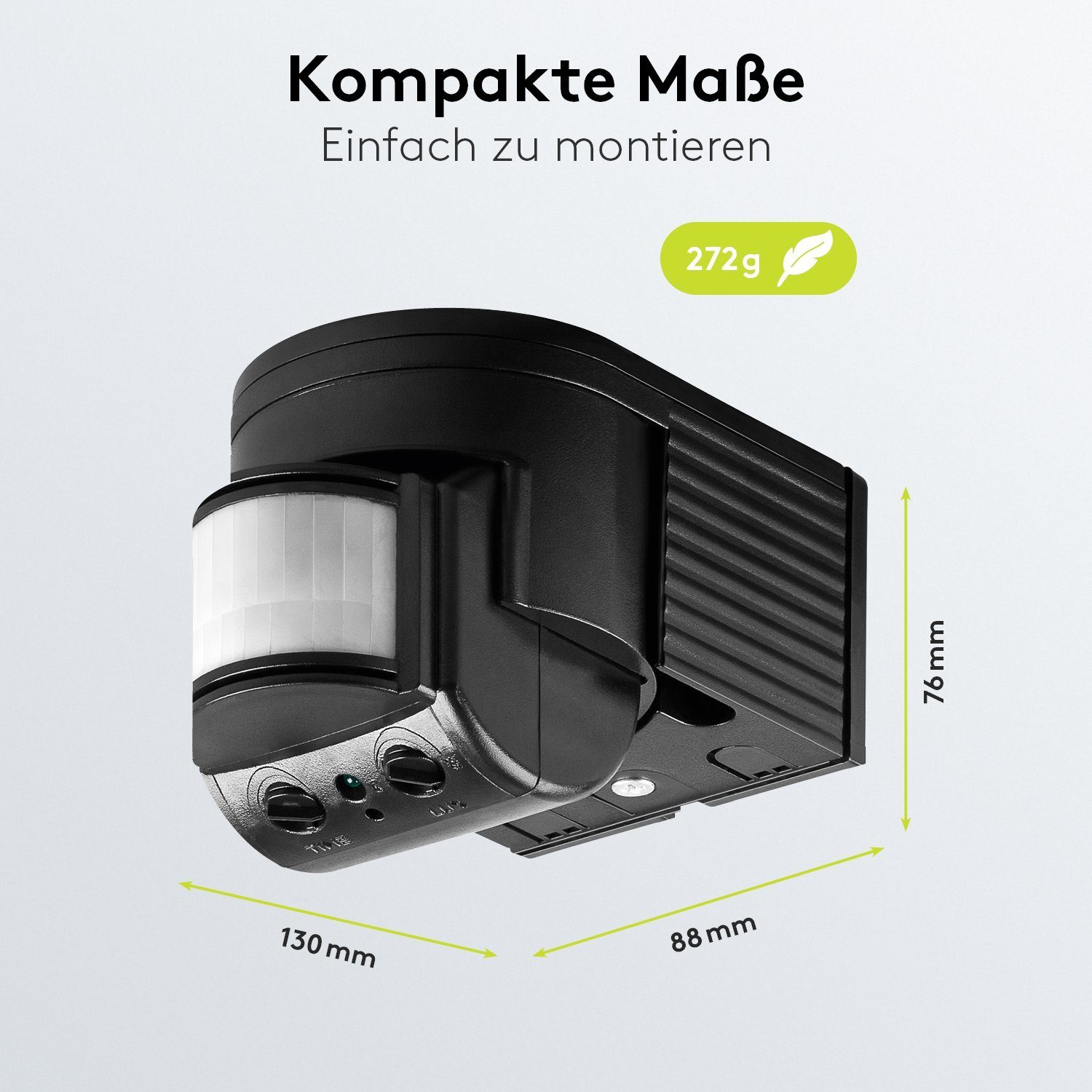 Goobay Bewegungsmelder Außenbereich Infrarot Melder mit 180 Grad PIR Sensor, (300 W / Schraubklemmen), 12m Reichweite, Aufputz Wandmontage, Schwarz