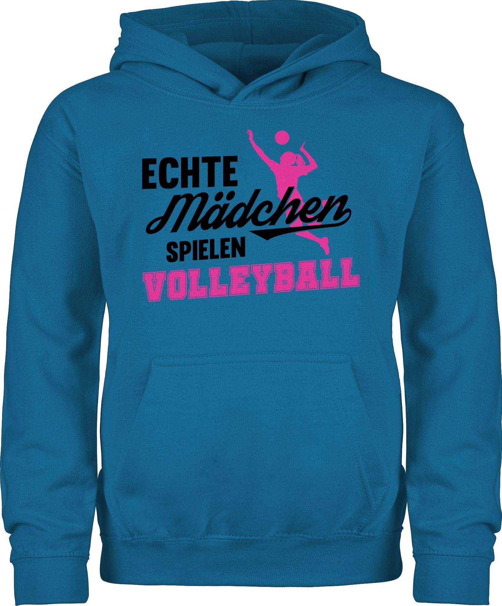 Shirtracer Hoodie Echte Mädchen spielen Volleyball schwarz / fuchsia Kinder Sport Kleidung