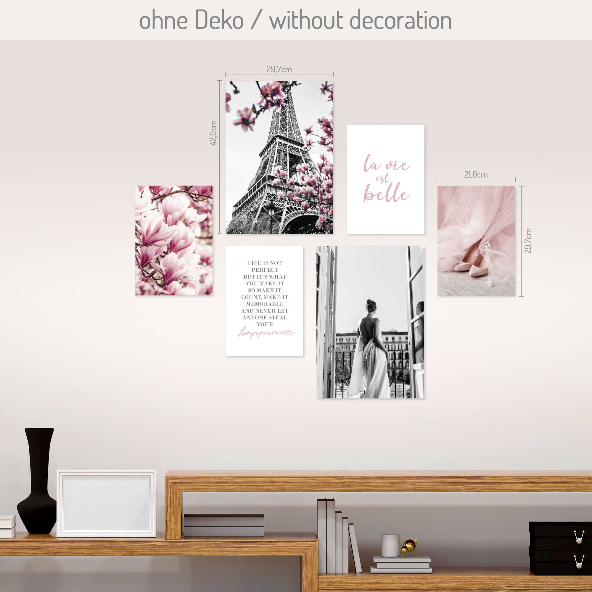 Kreative Feder Poster Paris, Paris (Set, 6 St), 6-teiliges Poster-Set, Wandbild, Posterwand, optional mit Rahmen