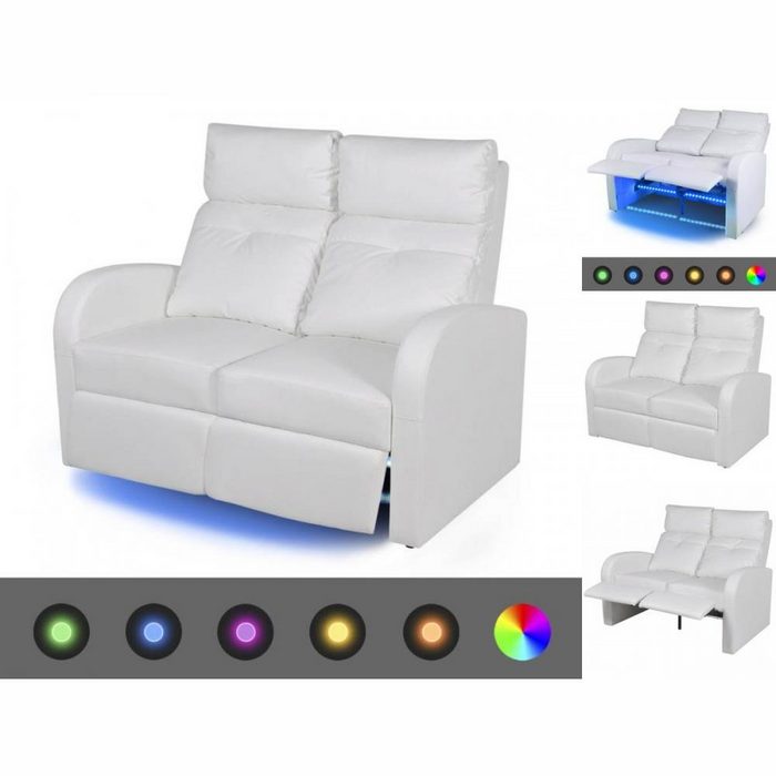 vidaXL Sofa LED-Ruhesessel 2-Sitzer Kunstleder Weiß