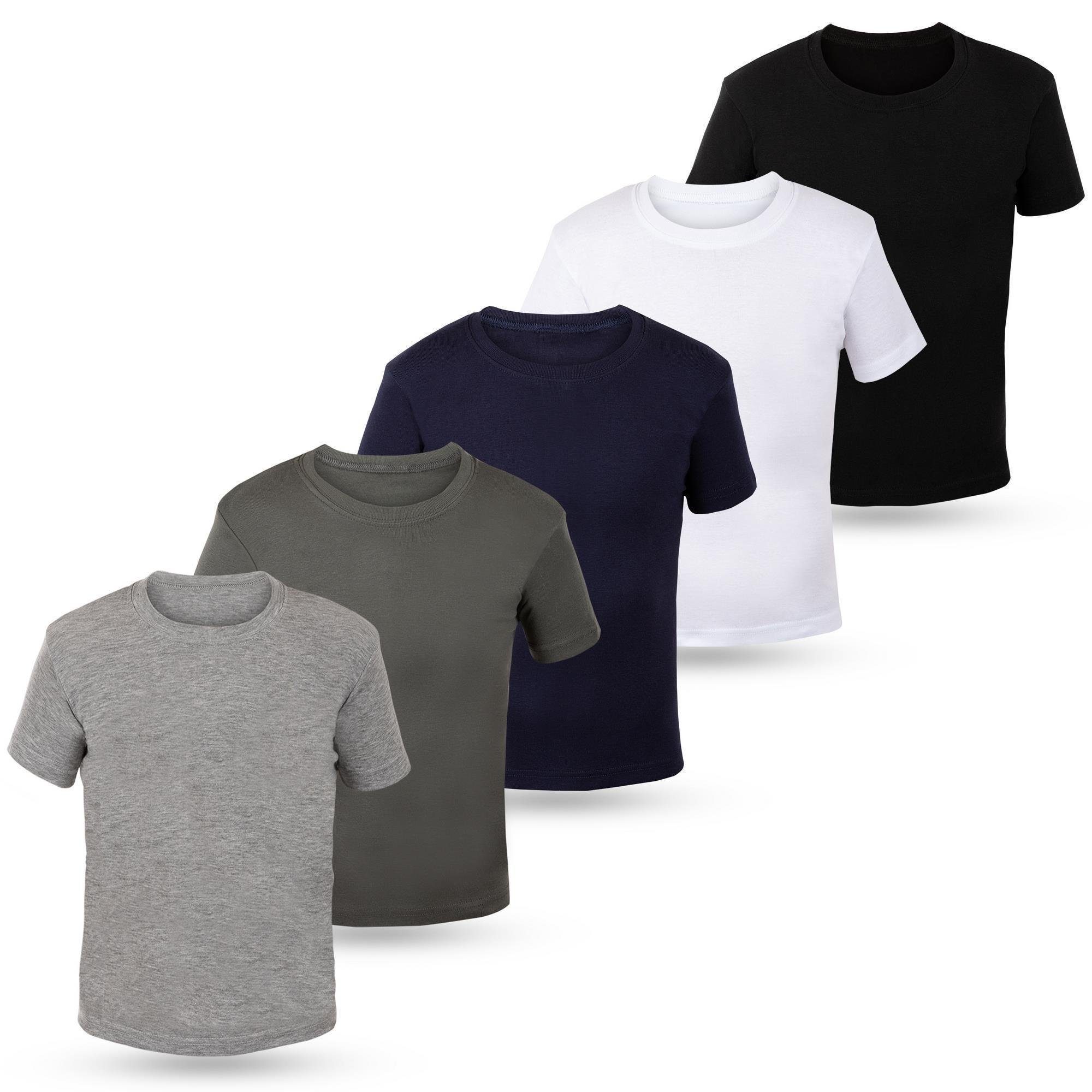 LOREZA Unterhemd 5 Jungen & Mädchen Unterhemd Kurzarm Shirt - T-Shirt 100% Baumwolle (Spar-Packung, 5-St) Mix