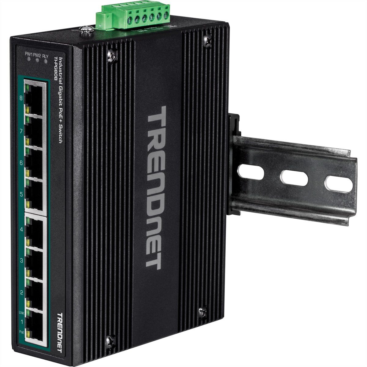 Trendnet TI-PG80B Netzwerk-Switch (24-56V) DIN-Rail Gigabit 8-Port PoE+ Industrial Switch