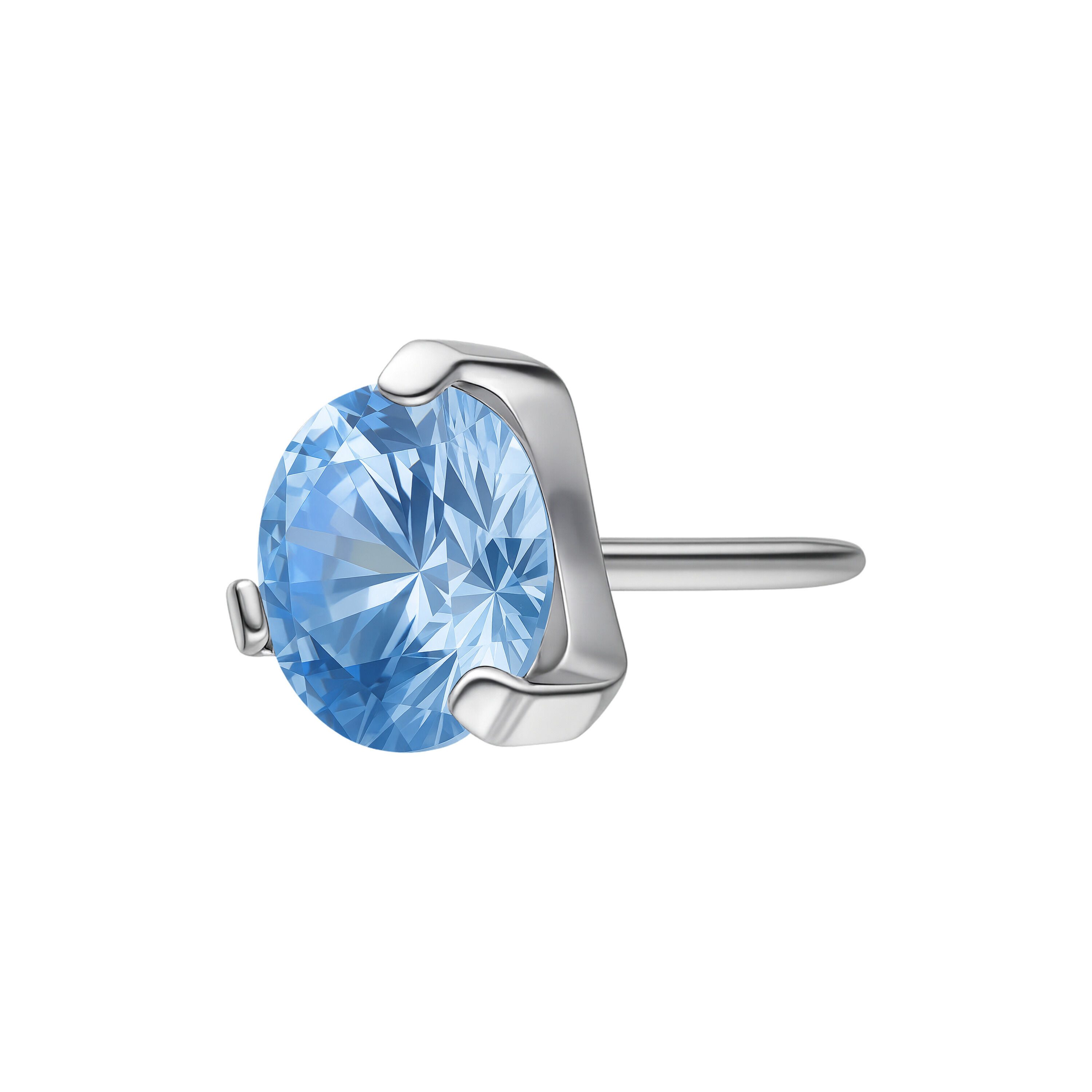 Wildcat Piercing-Set 3-Prong Set Aufsatz für Push Fit Labret für Ohr, Lippe, Nase, 1 Stück, Titan Grad 23 - wasserfest, hautverträglich, Silber-Greyish Blue