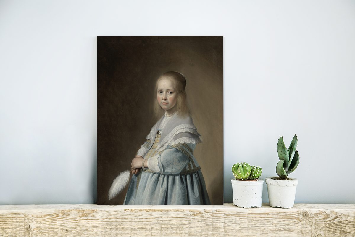 MuchoWow Metallbild Porträt eines Mädchens Johannes aus in von Gemälde Blau Cornelisz., deko Alu-Dibond-Druck, Aluminium St), - (1 Metall, Gemälde