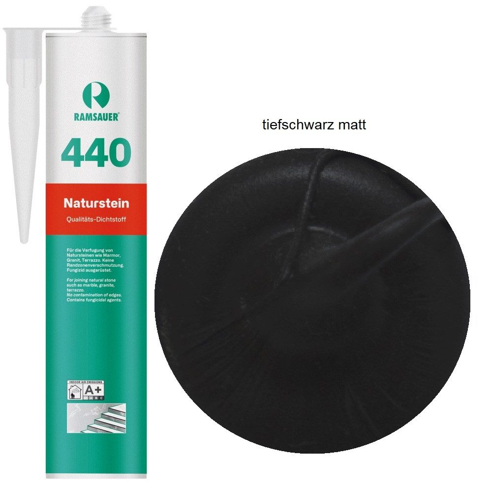 Ramsauer Dichtstoff Ramsauer 440 Naturstein Silikon Dichtstoff 310ml Kartusche, gebrauchsfertig, UV beständig, neutral vernetzend, schnellhärtend, pilzhemmend
