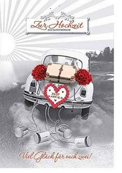HOME FASHION Hochzeitskarte Hochzeit Glückwunschkarte - Grußkarten mit hochwertig Umschlag