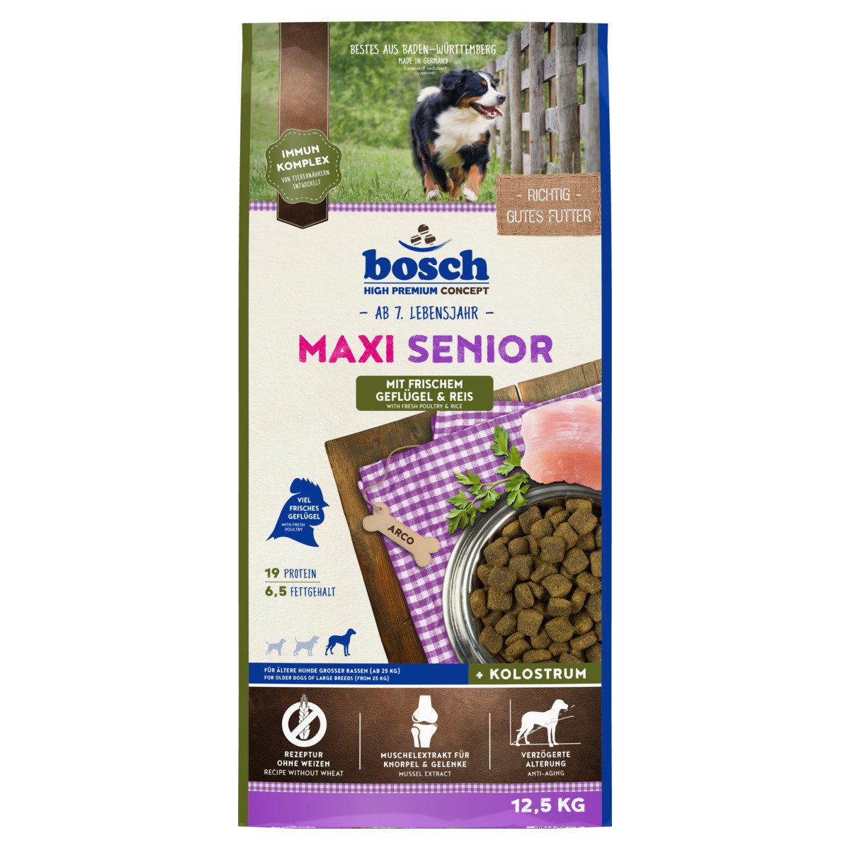 Bosch Petfood Maxi Senior mit Geflügel 12,5 kg, Trockenfutter für: Hund
