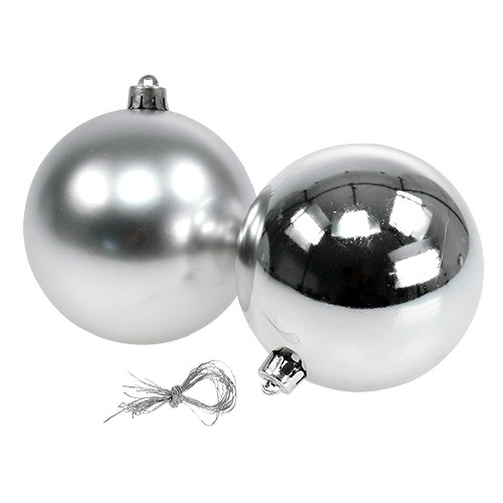 Florists Products Weihnachtsbaumkugel Weihnachtskugeln Silber Ø10cm, Set 4 Stk, Bruchsicher, 4 Stück