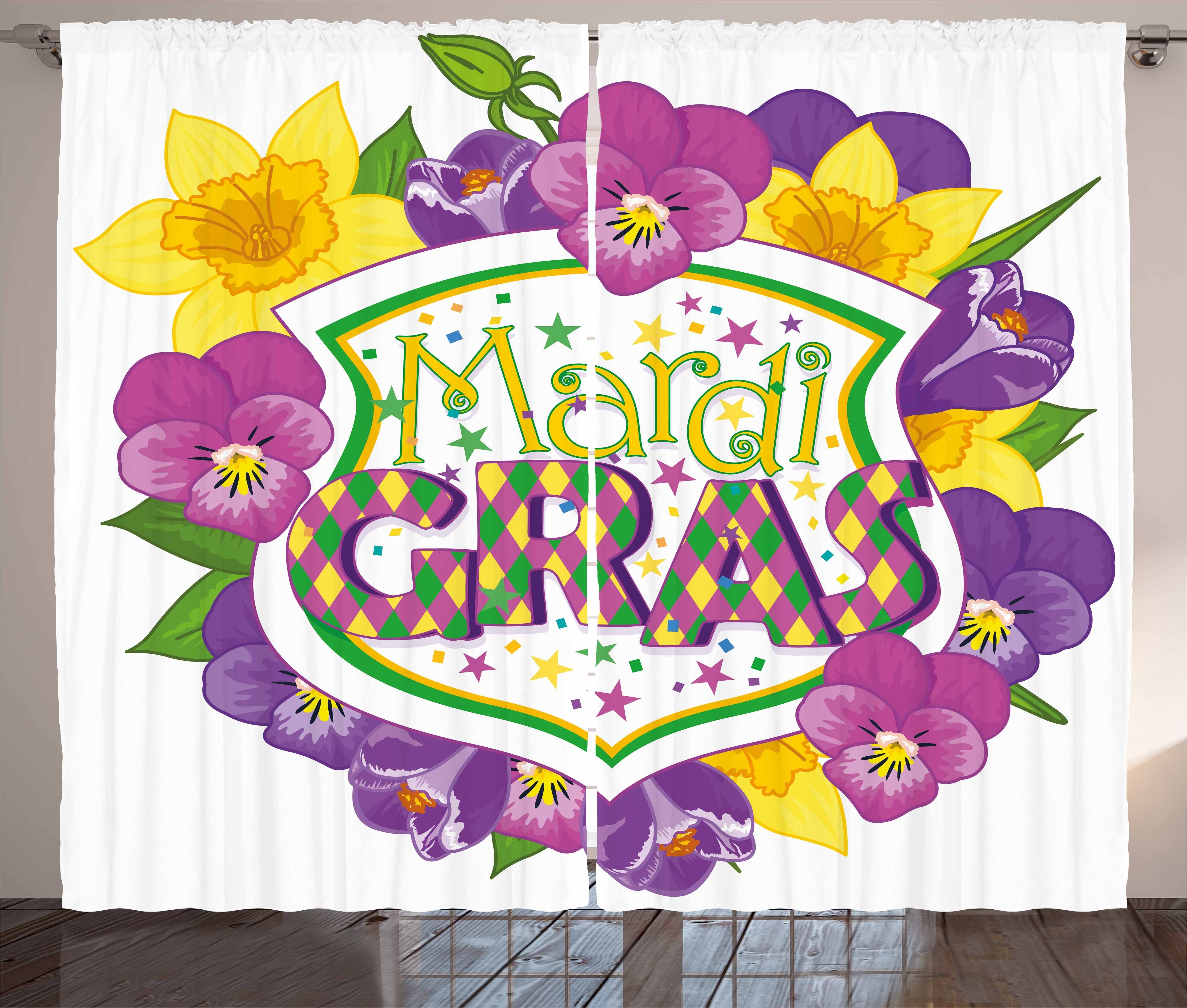 Gardine und Schlafzimmer Haken, Blumen Kräuselband Karneval Schlaufen Vorhang mit mit Blazon Abakuhaus,
