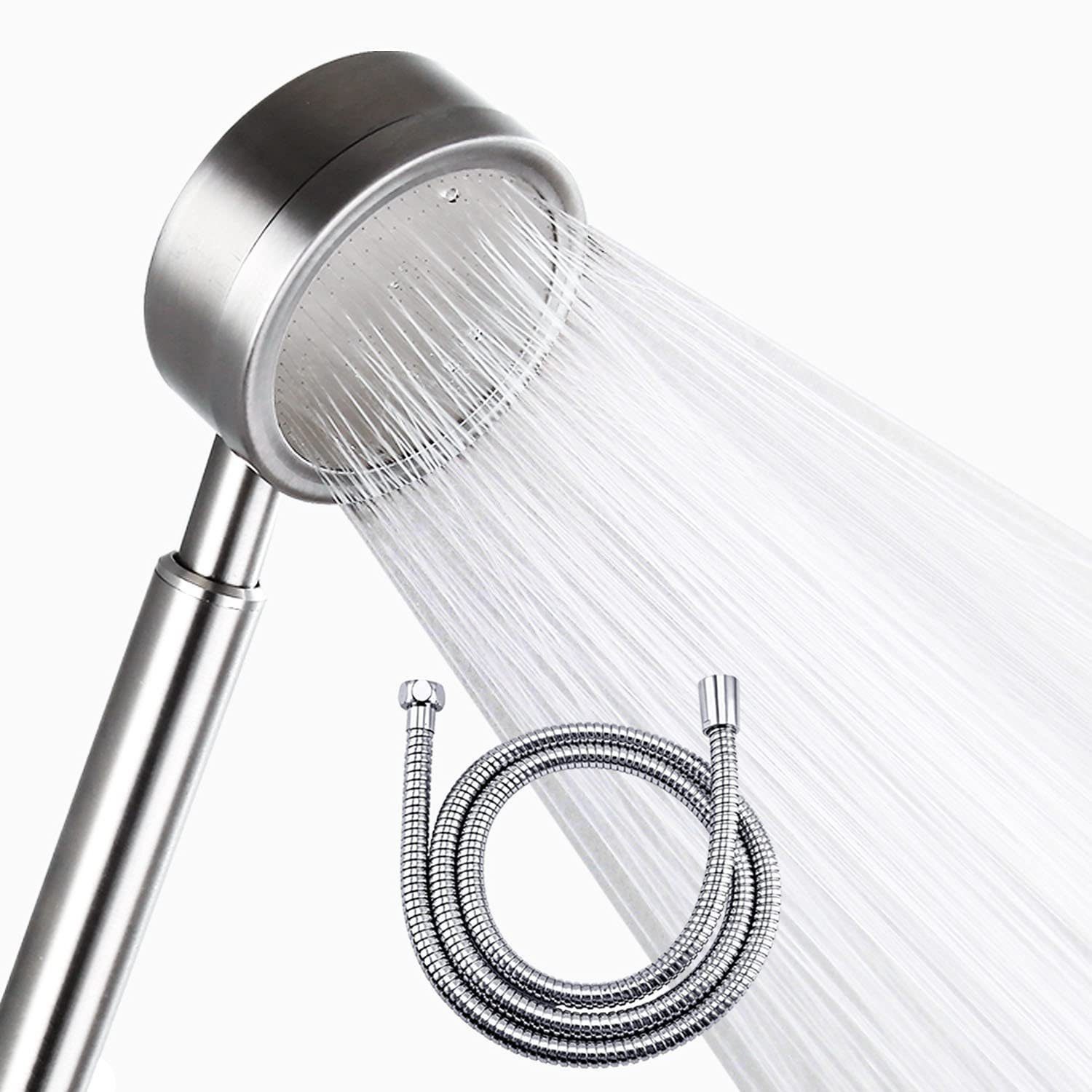 wohnTRAUM24 Handbrause Duschkopf mit Schlauch 1,5m, Duschbrause Hochdruck Dusche, (Hochdruck Dusche Sparduschkopf aus Edelstahl Universal Brausekopf Wassersparend Anschlussgewinde G), Duschbrause mit Brauseschlauch für Duschen