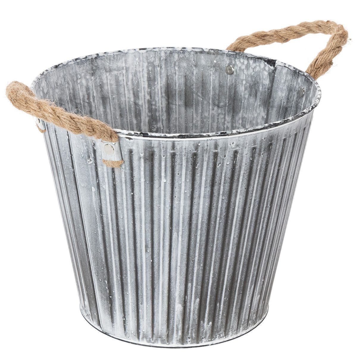 Viana Übertopf Pflanzgefäß Shabby Chic Metall Deko-Topf mit Henkeln Ø25,5cm