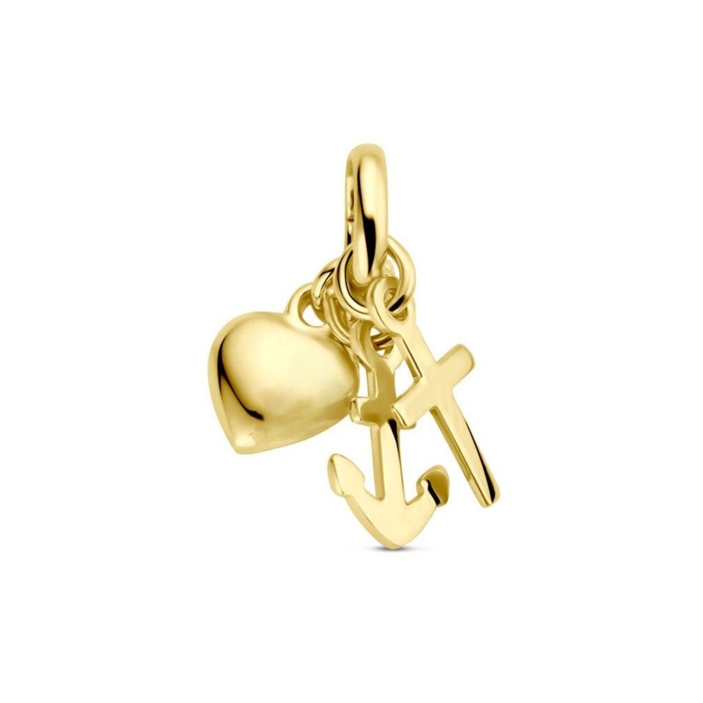 Kettenanhänger 375er Gelbgold Kettenanhänger Glaube Liebe Hoffnung 3-teilig