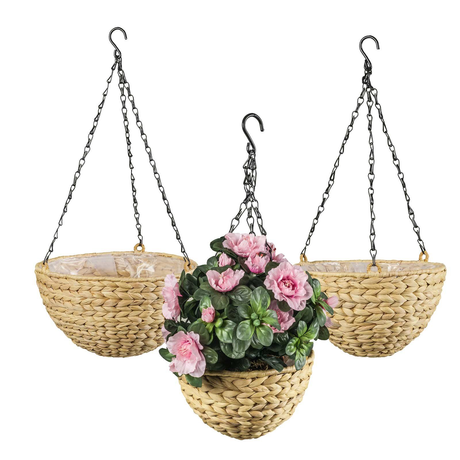 Hängekorb Blumenampel aus Wasserhyazinthe 3er Set