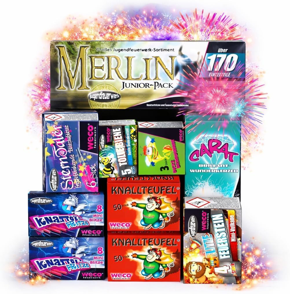 happy sparks® Geburtstagskerze Silvester & Neujahr Jugendfeuerwerk Set - Neujahr Party (Set, Set)