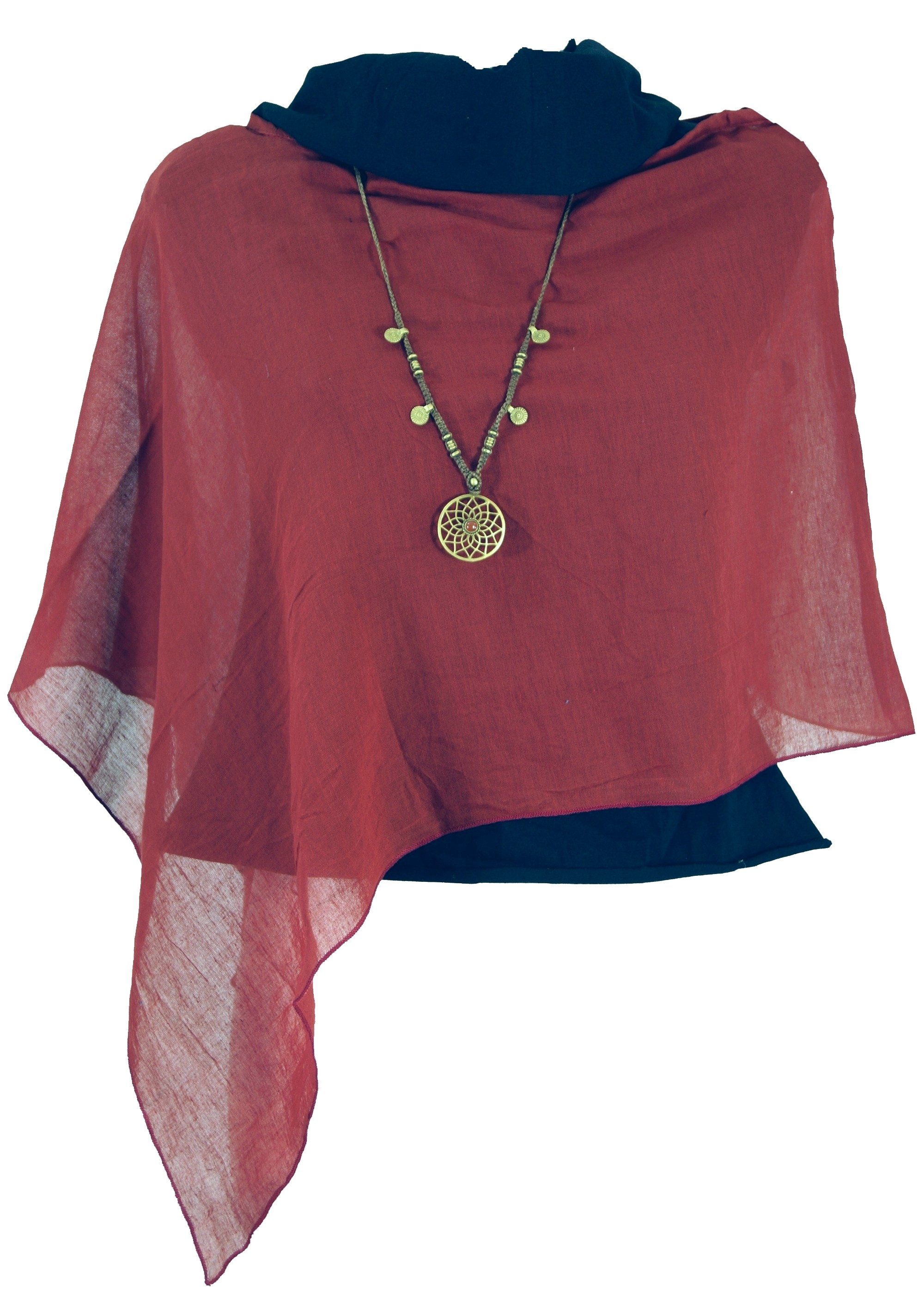 Guru-Shop Langjacke Lagenlook Poncho, leichter Poncho, Pixi Poncho.. rot