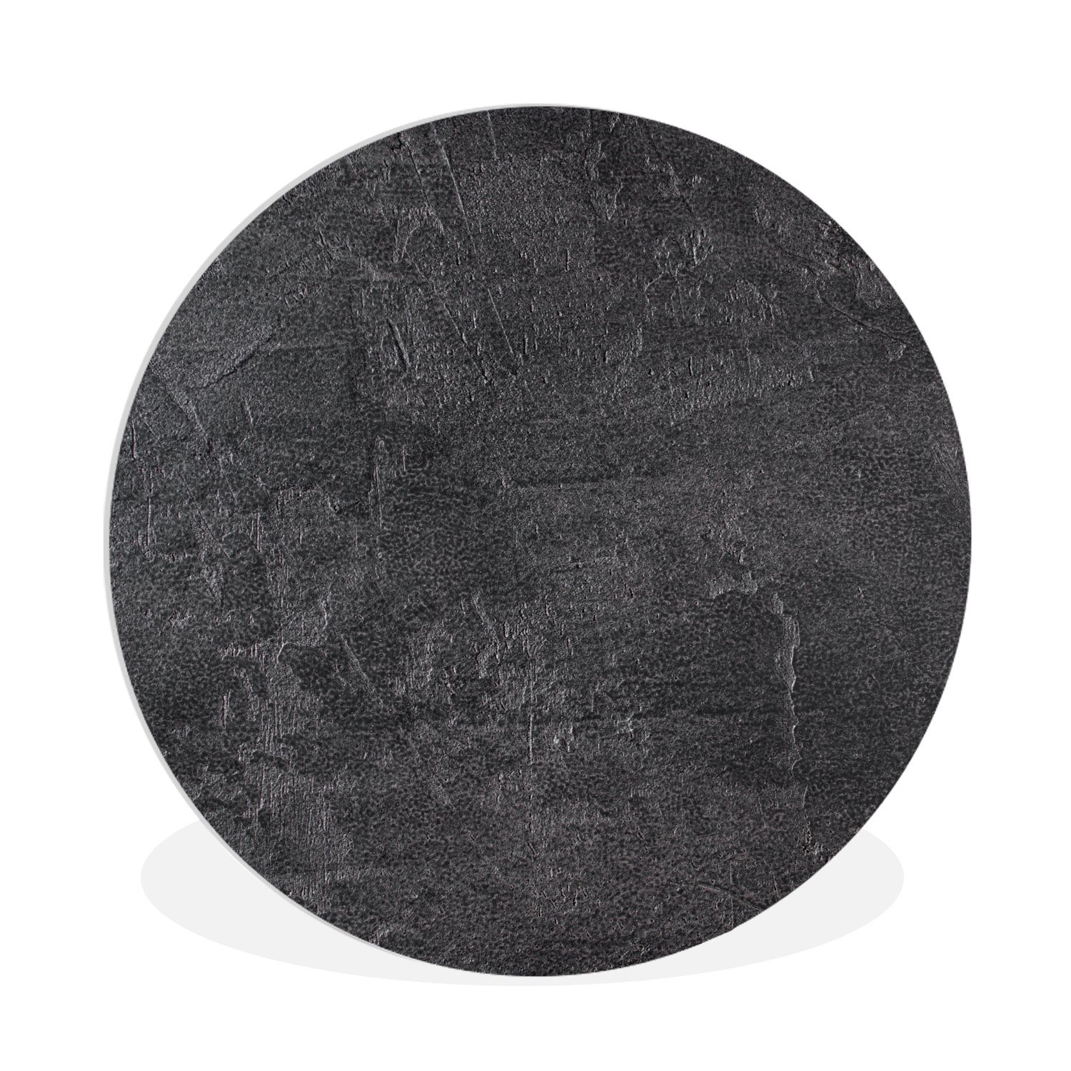 MuchoWow Gemälde Schiefer - Beton - Naturstein - Grau - Industrie, Fotodruck (1 St), Kreis Wanddekoration, Rundes Wandbild, 30x30 cm