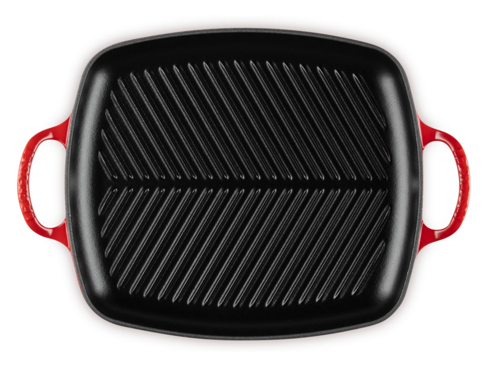 LE CREUSET Servierplatte Grillplatte Signature rechteckig kirschrot 30cm, Emailliertes Gusseisen, (Grillplatten)