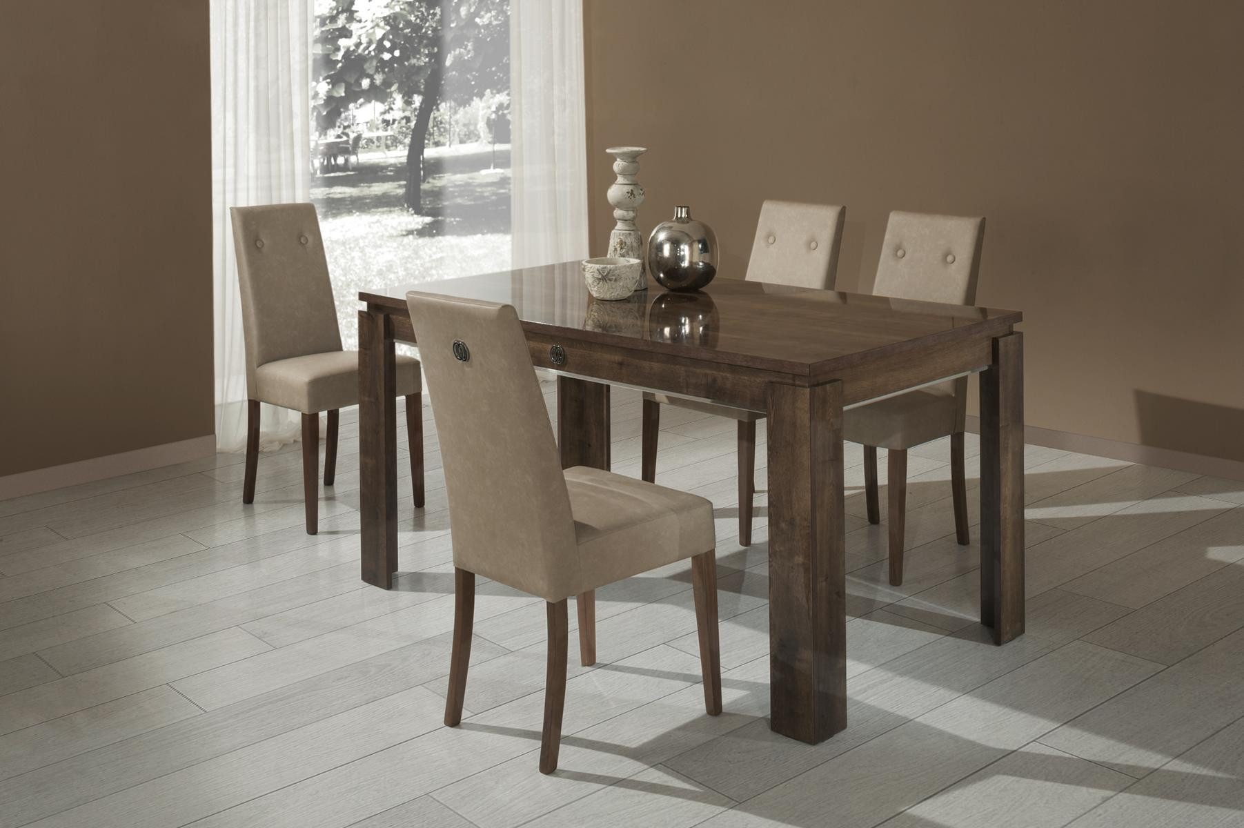 Esszimmerstuhl Stuhl Holz Polster Garnitur Wohnzimmer Esszimmer Essgruppe Gruppe Set
