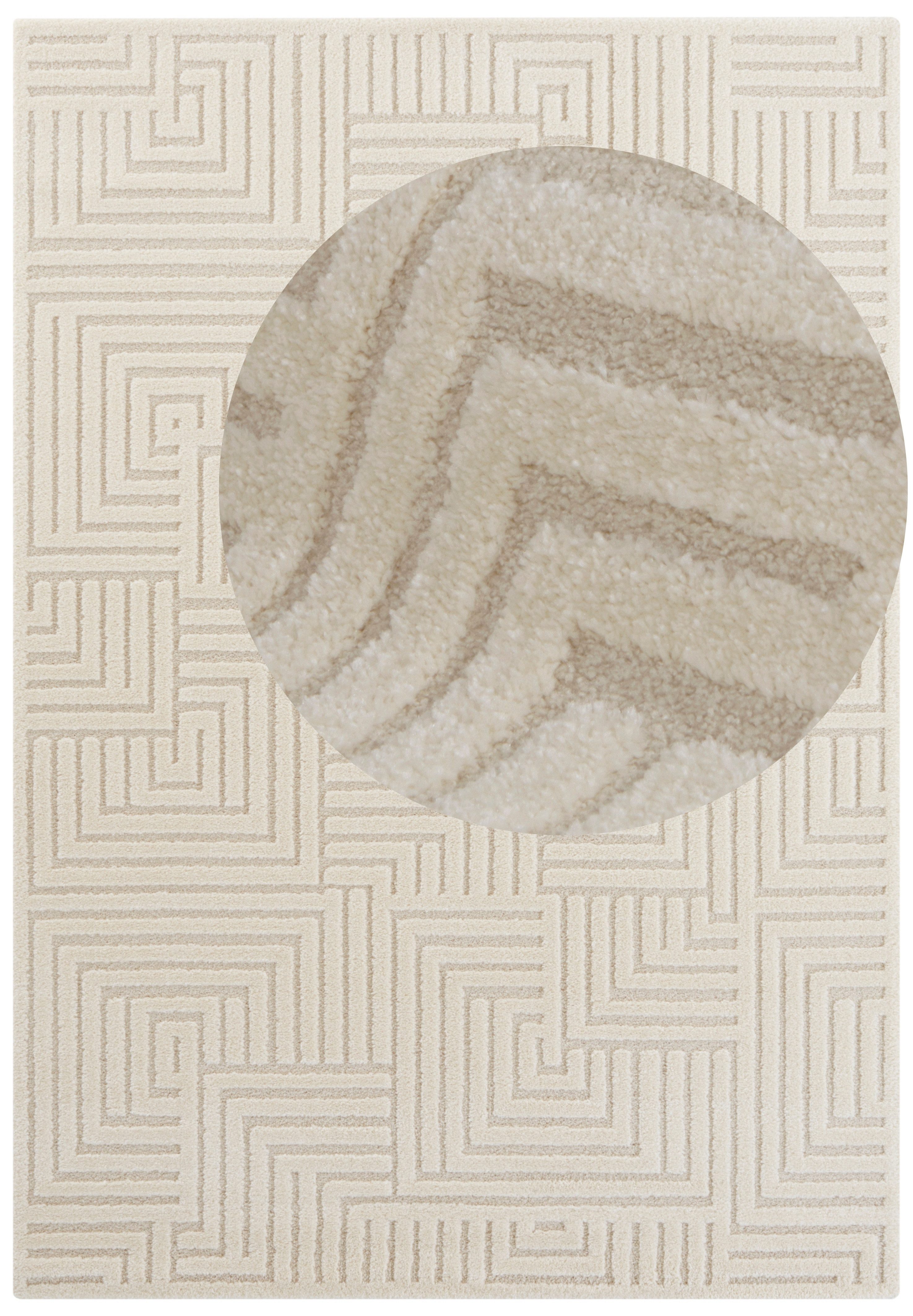 ELLE DECORATION Designteppich Manipu, rechteckig, Höhe: 14 mm, Flauschiger Kurzflor, Hoch Tief Effekt, Modern, Weich, Wohnzimmer