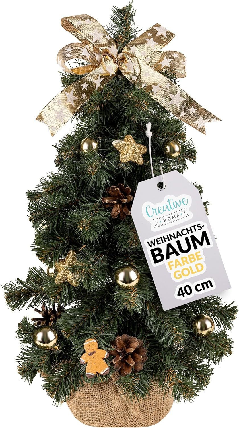 Creative Home Künstlicher Weihnachtsbaum Weihnachtsbaum Geschmückt Höhe 40 cm, Künstlicher Tannenbaum Mini, für Tisch Schreibtisch Büro