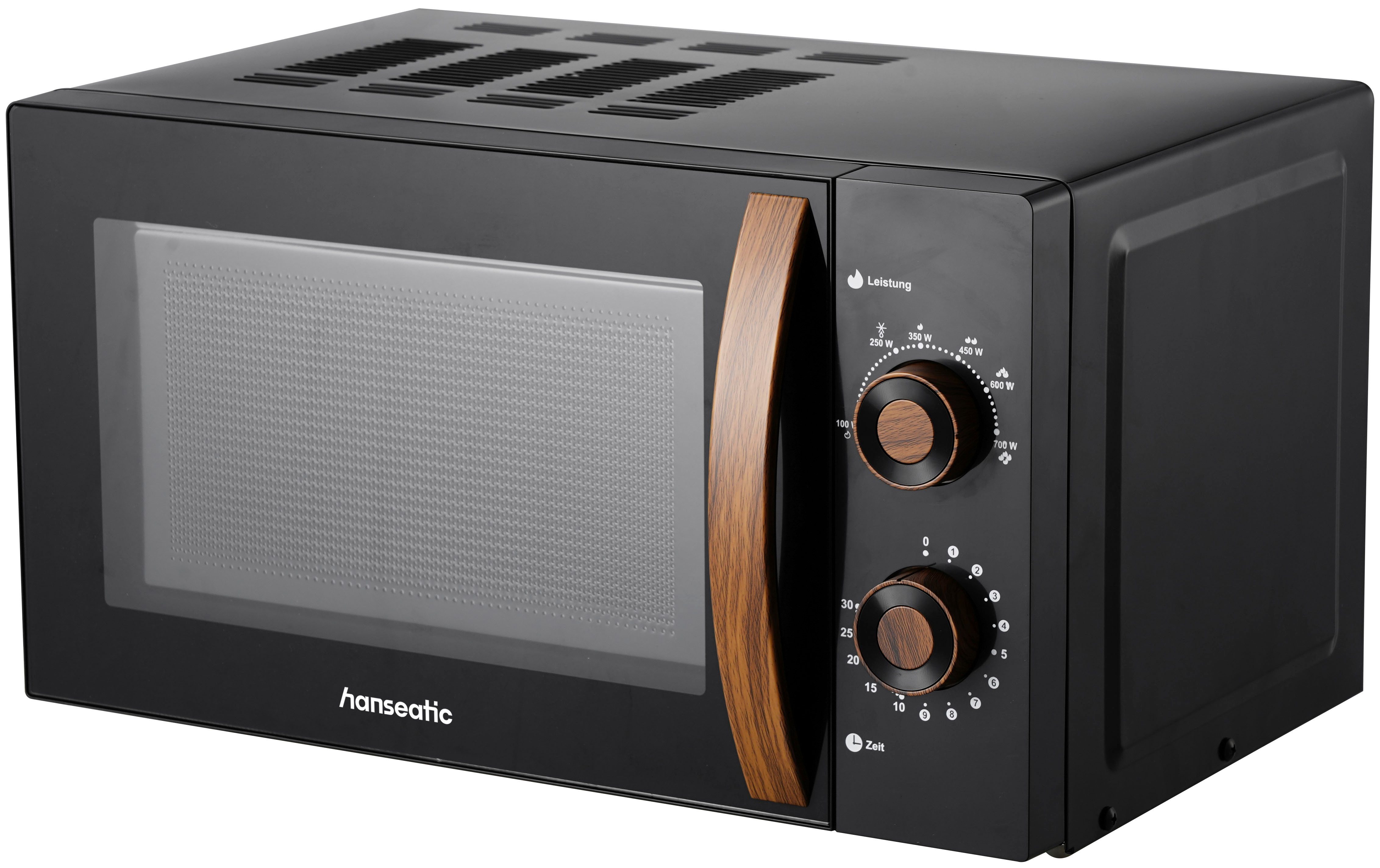 Hanseatic Mikrowelle SMH207WSH-P, schwarz, Mikrowelle, 20 l, Auftaufunktion, 6 Leistungsstufen