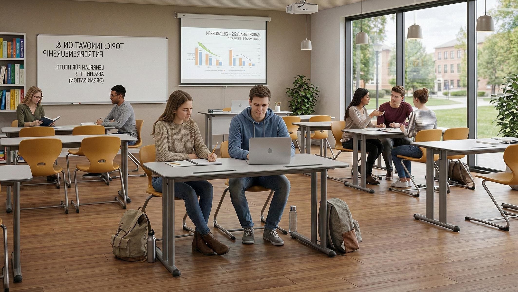 Xlmoebel Schreibtisch Ergonomische Schulbank mit modernen Stühlen für optimales Lernen (Set, Schulbank mit Stühlen), Made in Europa